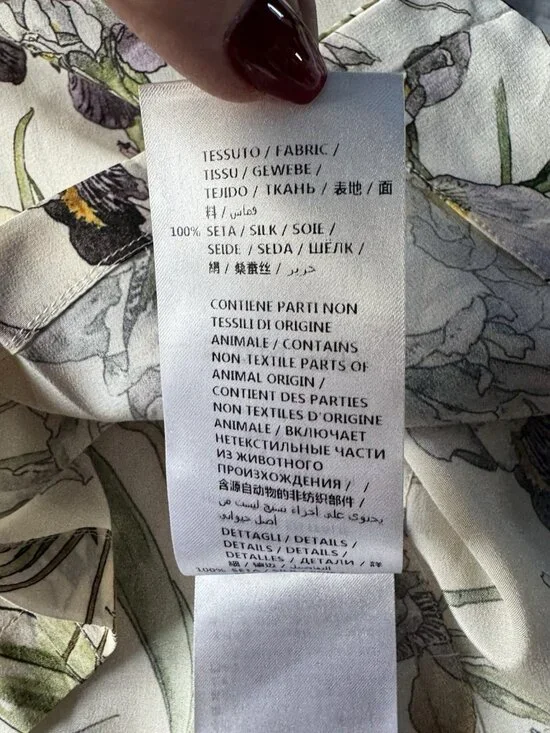 Alexander McQueen Woman's Sz 38 US Sz 2 Meadow Floral Print 100% Silk Pajama Top - Picture 7 of 13